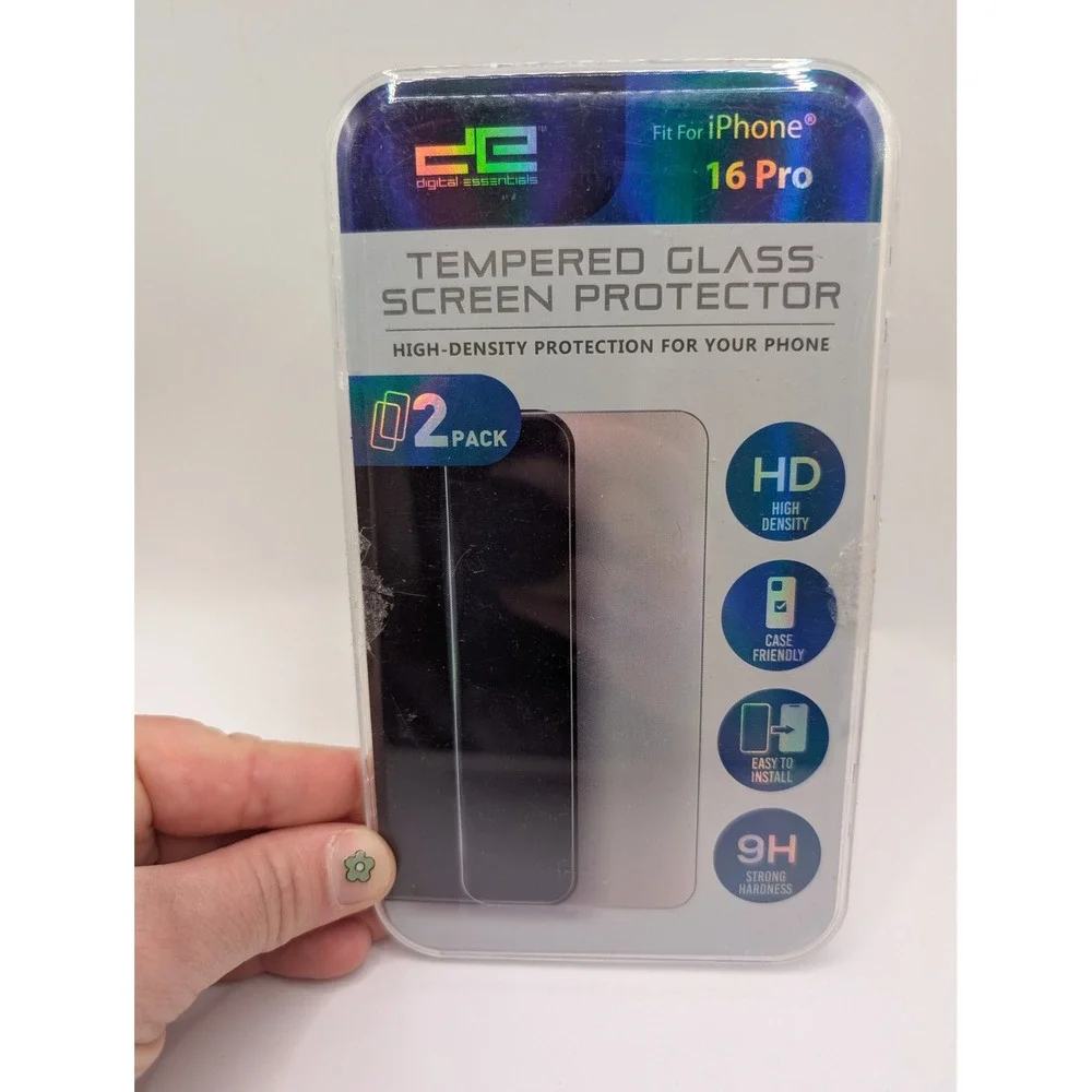 Digital Essentials iPhone 16 Pro Tempered Glass Screen Protector 2 Pack 9H HD